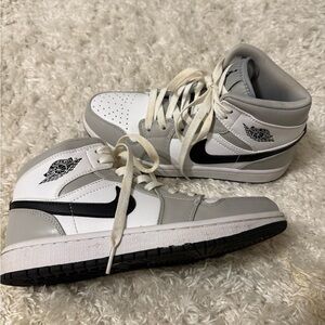 White and Gray High-Top AirJordans Size 7